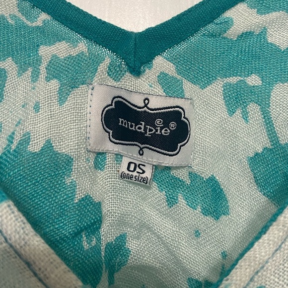 Mud Pie EUC tie dye shell print linen blend poncho beach cover up one size - Picture 5 of 5